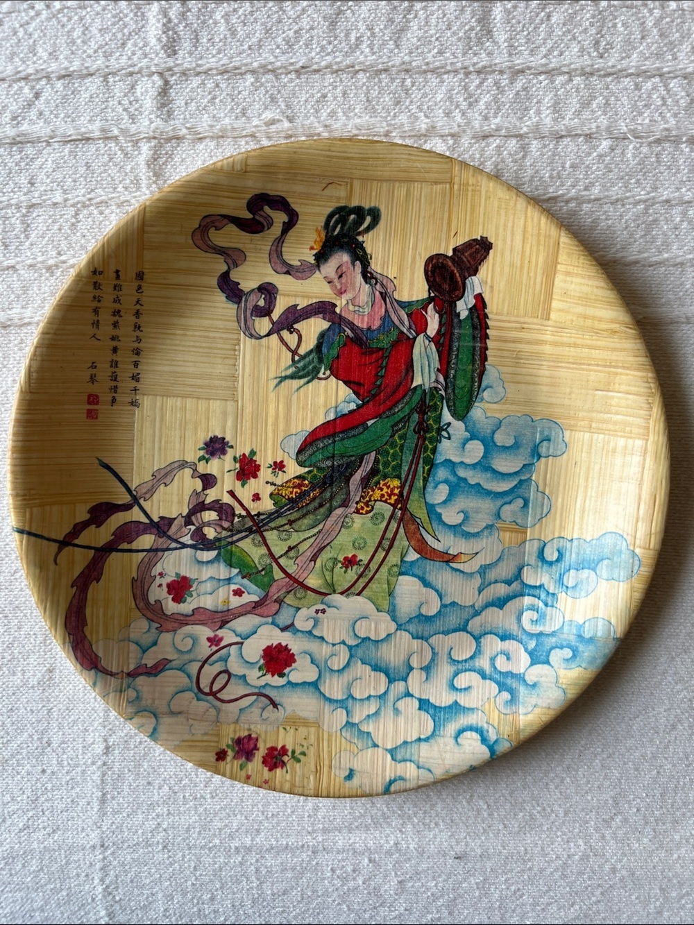Vintage Decorative Bamboo Plates - Set of 6 (Natural Tan) - Picture 2 of 10